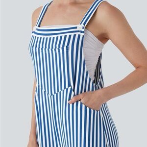 Halara striped overalls. Medium. Navy & white